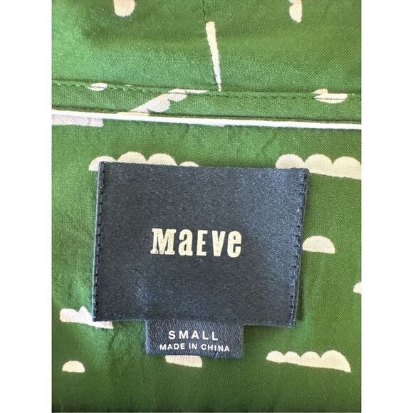 Maeve Women's Button Front Tie Collar 3/4 Sleeve Swing Tunic Blouse Green Small - Picture 9 of 9